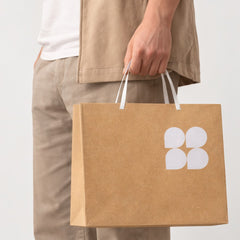 Wide kraft bag with flat handles