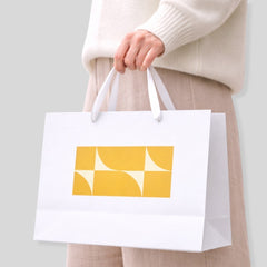 Wide White Shopping Bag with Light Flat Fabric Handles