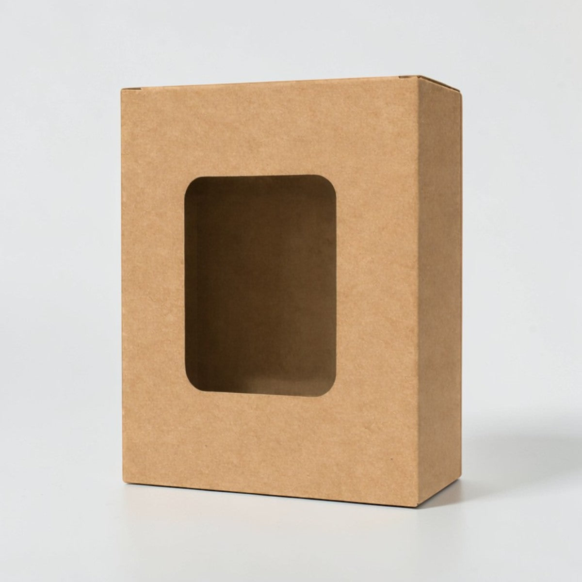 Stockk rectangular cardboard box with wide front PET window for product display. Ideal for gifts, toys, and cosmetics.