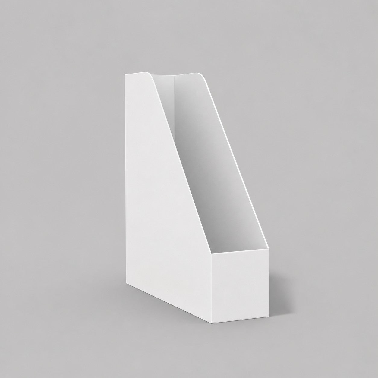 Stockk white A4 cardboard document holder, open diagonal design for office organization and desk storage.
