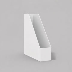 Stockk white A4 cardboard document holder, open diagonal design for office organization and desk storage.