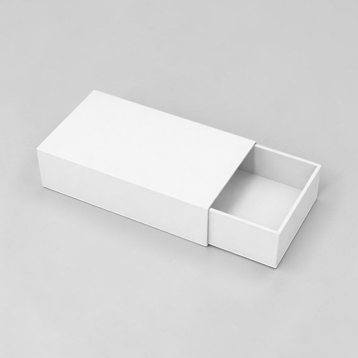 Stockk white rigid board sliding drawer jewelry box, ideal for premium gifts and branding.