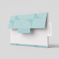 Stockka A4 cardboard envelope folder in light blue with geometric pattern, tab closure, and hanging tab.