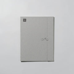 Stockka A4 grey cardboard marketing folder with string closure and circular holders. Ideal for professional documents.