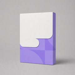 Stockka compact white and purple cardboard box with curved front closure, ideal for cards or gift cards.