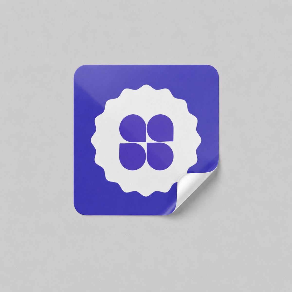 Stockka custom designed seal sticker, blue with white logo, premium coated sticker paper
