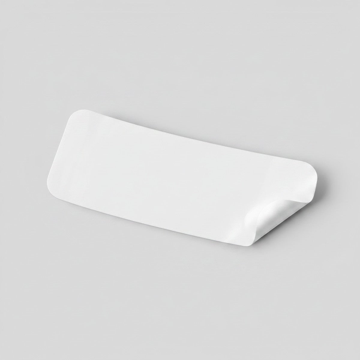 Stockka custom rectangular sticker with rounded corners, blue and light blue stripes, for product branding.