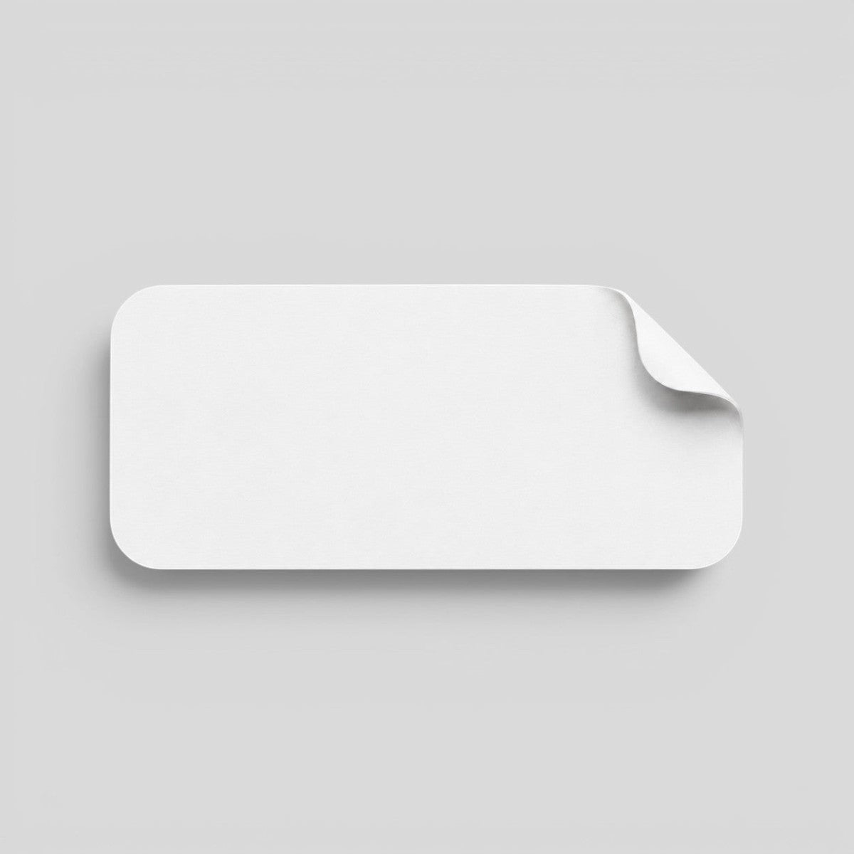 Stockka custom rectangular sticker with rounded corners and easy-peel tab, white vinyl material.