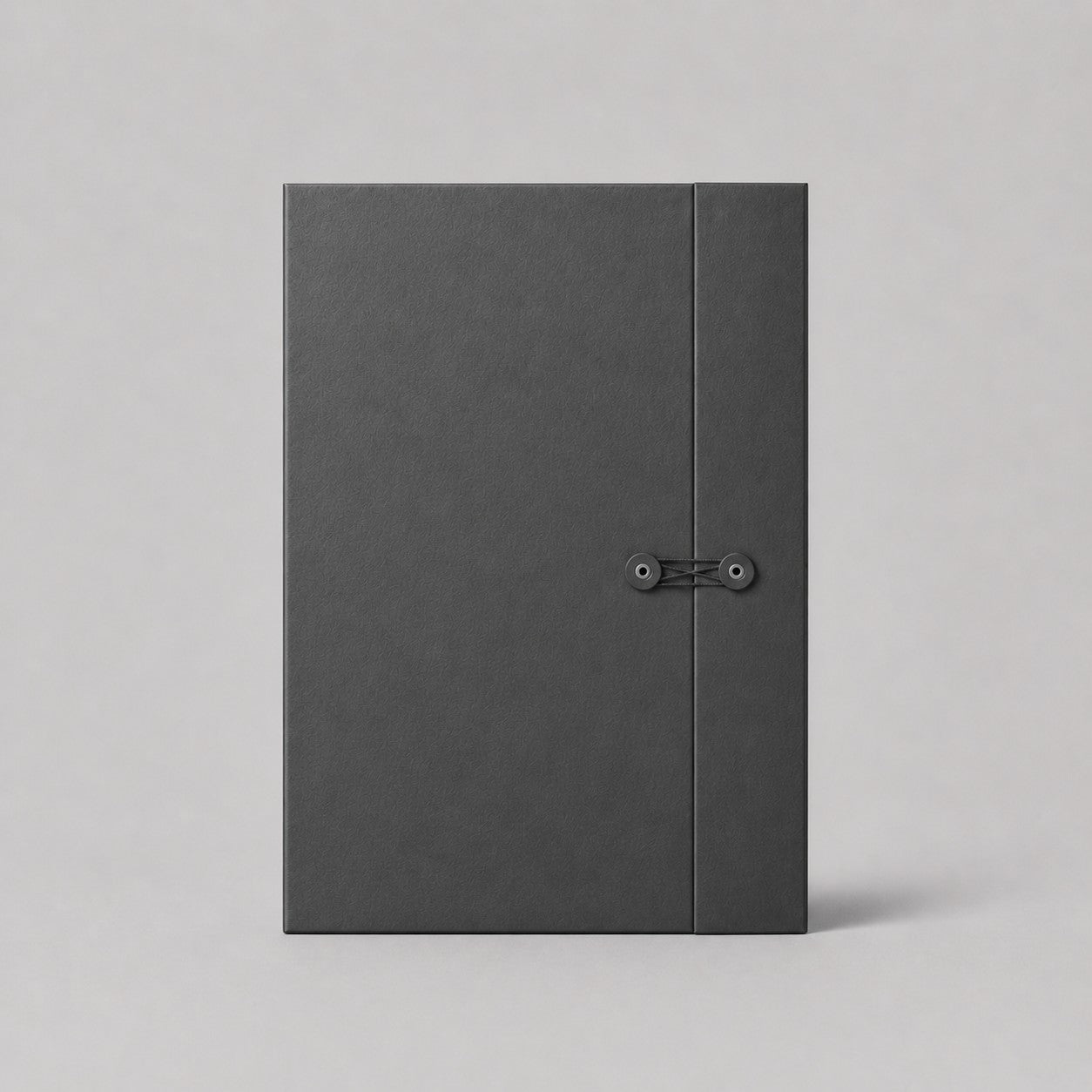 Stockka dark grey corrugated cardboard presentation folder with button and string closure