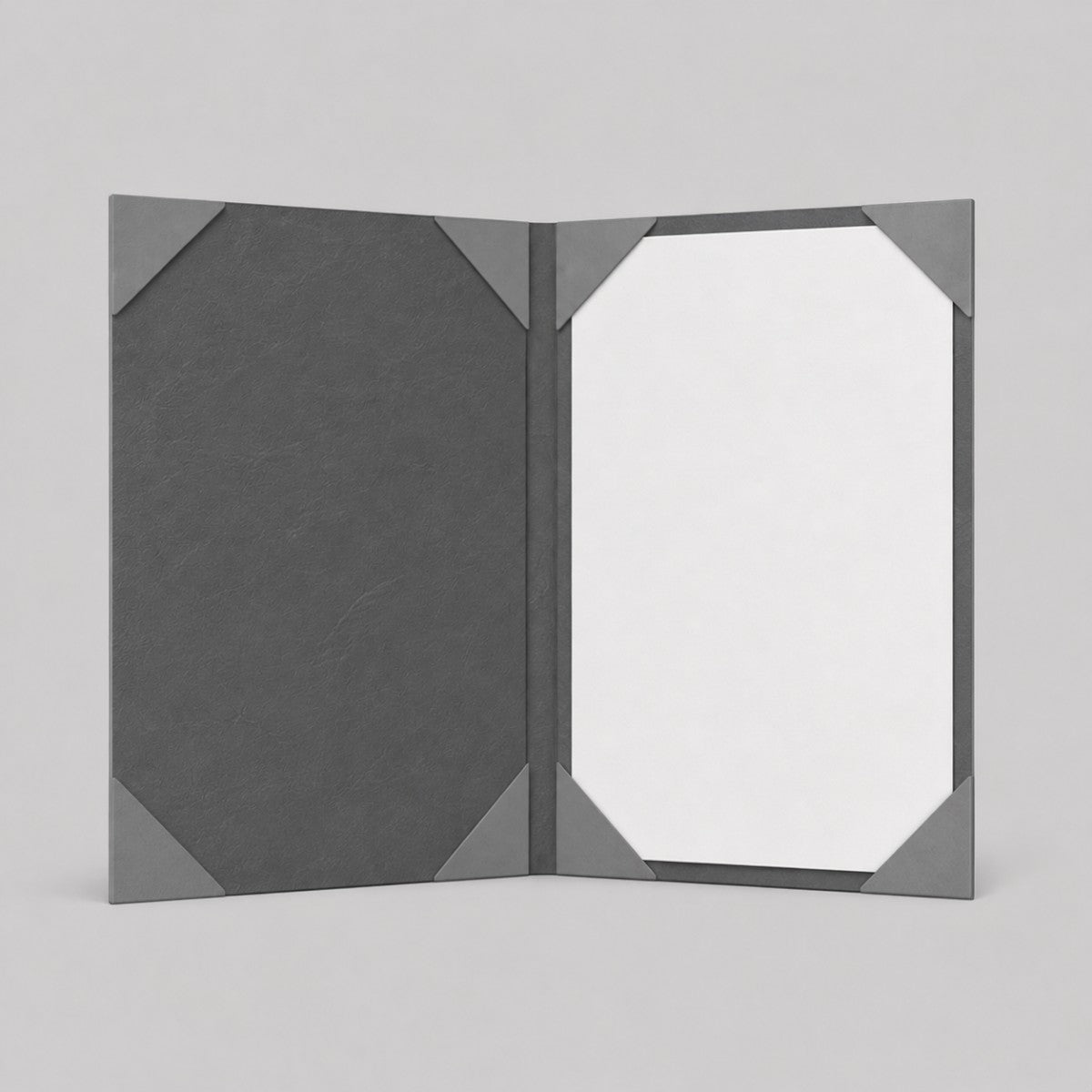 Stockka dark grey textured certificate holder with corner pockets to secure documents.
