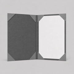 Stockka dark grey textured certificate holder with corner pockets to secure documents.