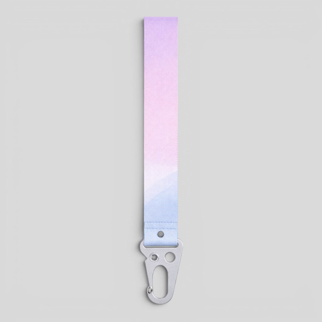 Stockka customisable polyester lanyard with metal hook, featuring a pastel pink to blue gradient.