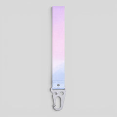 Stockka customisable polyester lanyard with metal hook, featuring a pastel pink to blue gradient.