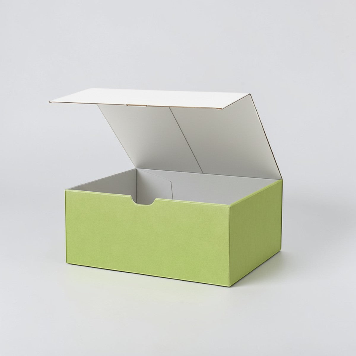 Stockka light green hinged lid gift box, made of sturdy laminated cardboard, ideal for premium packaging and branding.