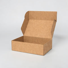Stockka Kraft corrugated cardboard shipping box with reinforced sides, ideal for online shipping, marketing kits, or gift packaging.