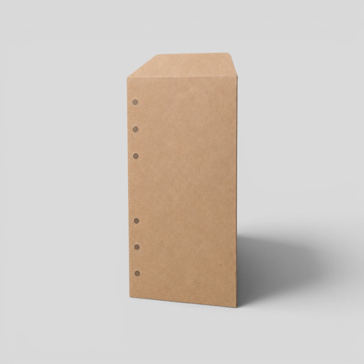 Stockka narrow kraft envelope with side filing holes, made of 300gsm natural brown kraft paper.