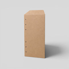 Stockka narrow kraft envelope with side filing holes, made of 300gsm natural brown kraft paper.