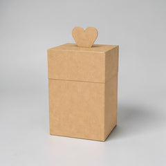 Stockka tall kraft cardboard gift box with a heart-shaped lid closure, ideal for small gifts or sweets.