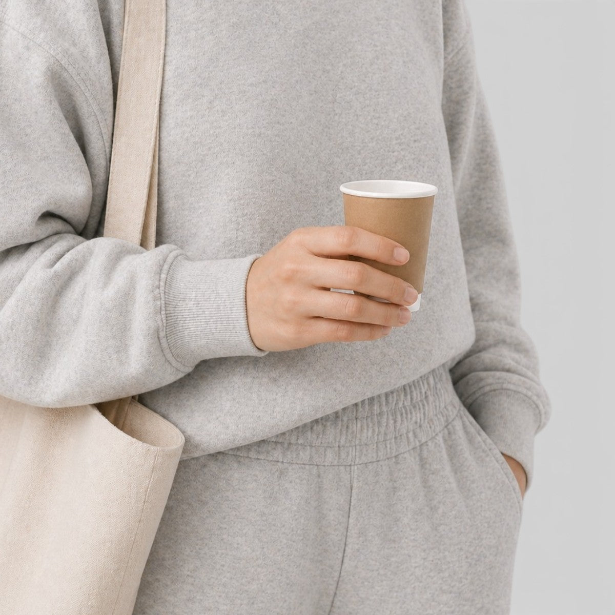Stockka tall kraft paper cup with white interior, ideal for coffee or tea. Natural look with clean finish.