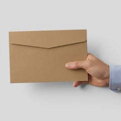 Stockka Kraft paper envelope with straight back closure, ideal for documents and invitations.