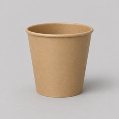 Stockka small minimalist brown kraft paper espresso cup with PE coating, ideal for short espressos or tastings.