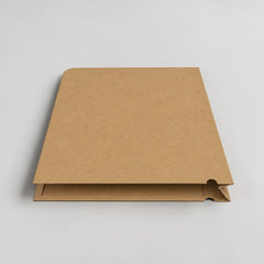 Stockka natural kraft paper folder with half-circle cut for easy access, ideal for documents and marketing materials.