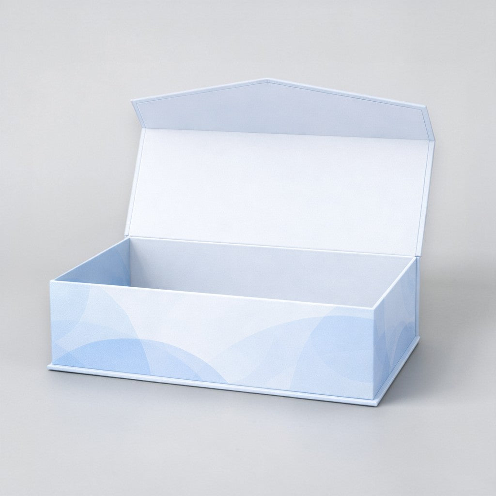 Stockka premium edition light blue gift box with triangle lid, matte finish, perfect for jewelry and luxury gifts.