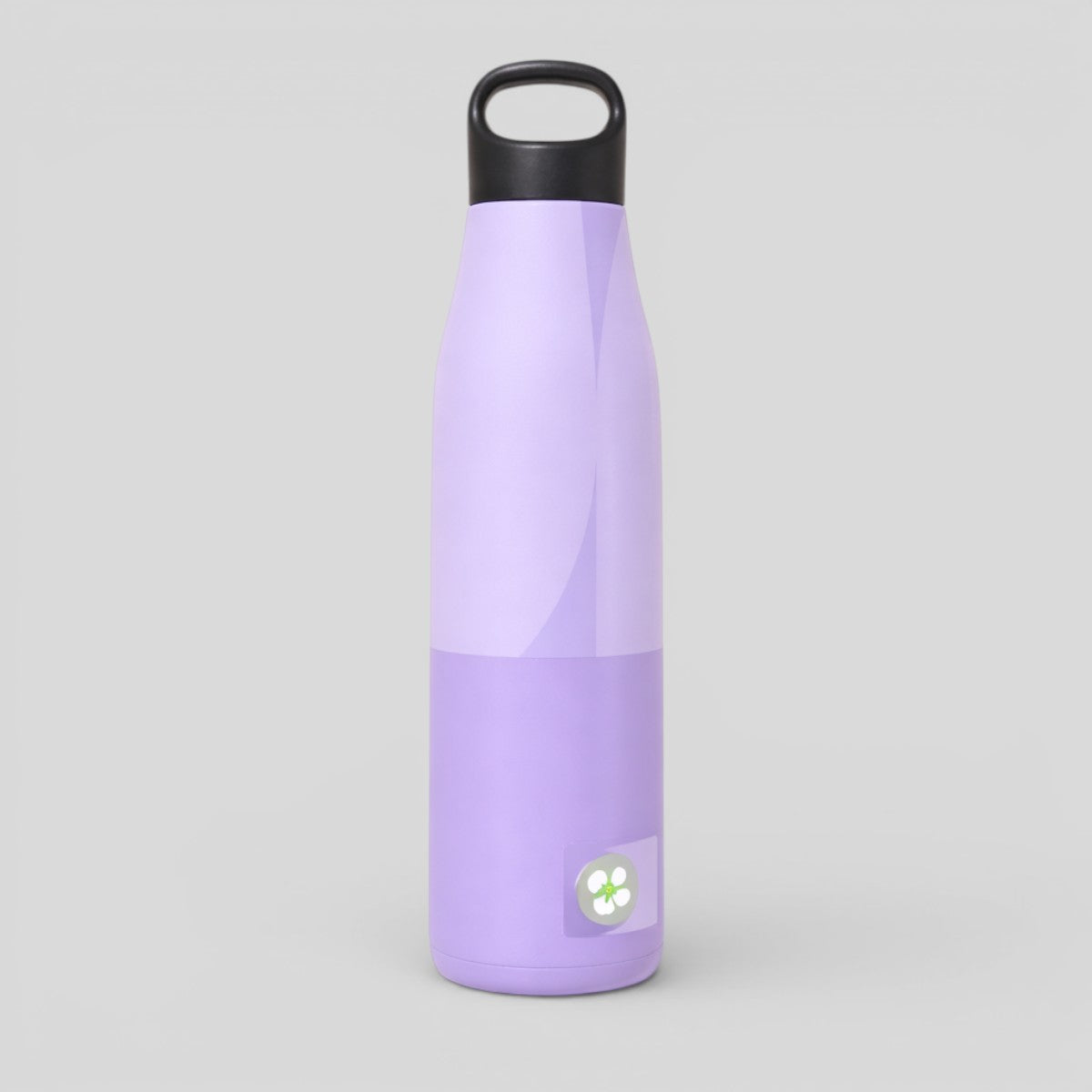 Stockka tall purple stainless steel sports water bottle with black handle and narrow spout, ideal for exercise and travel.