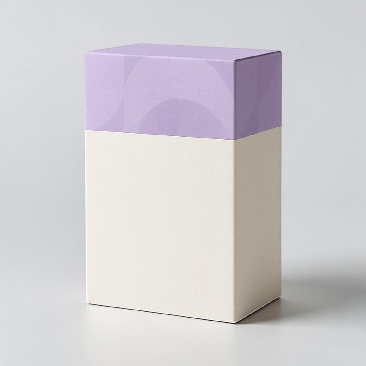 Stockka classic rectangular standing gift box, cream with lavender lid, rigid cardboard with lamination.