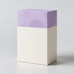 Stockka classic rectangular standing gift box, cream with lavender lid, rigid cardboard with lamination.
