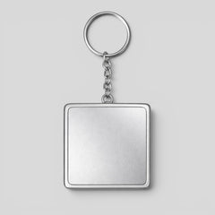 Stockka silver square acrylic keychain with metal chain, perfect for custom logos or photos.