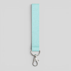 Stockka teal polyester lanyard with silver metal clip and keyring, perfect for keys or USB drives.