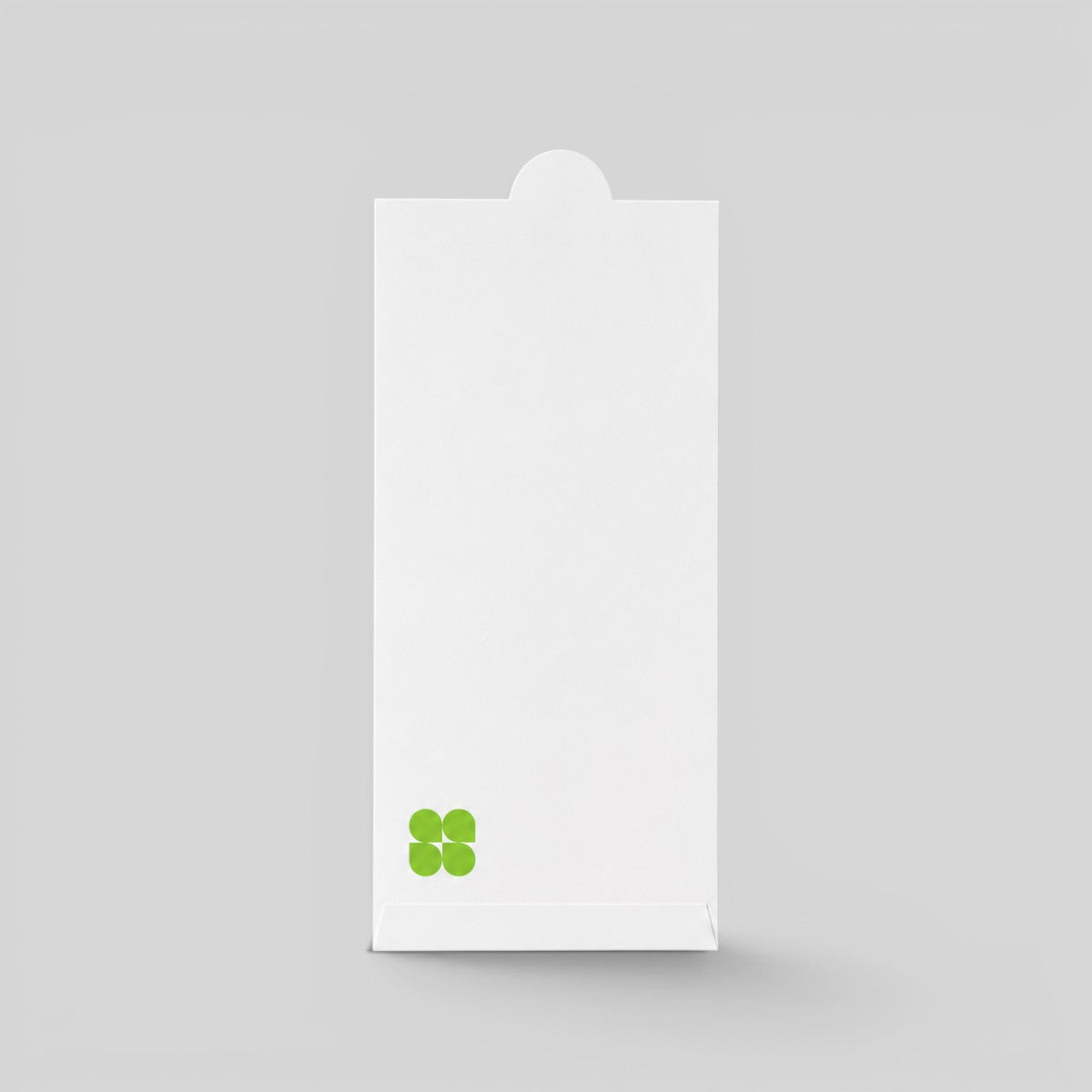 Stockka white matte 350gsm vertical envelope with a rounded tab closure for gift cards and documents.