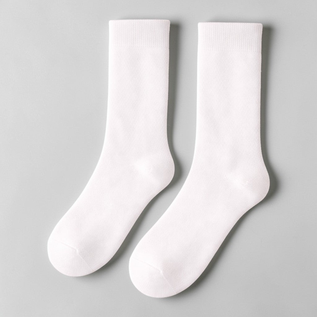 Stockka white mid-calf socks with a subtle argyle pattern, made from a soft cotton blend for everyday wear.