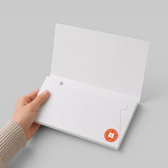 Stockka white cardboard envelope folder with internal pocket for secure document storage and elegant finish.