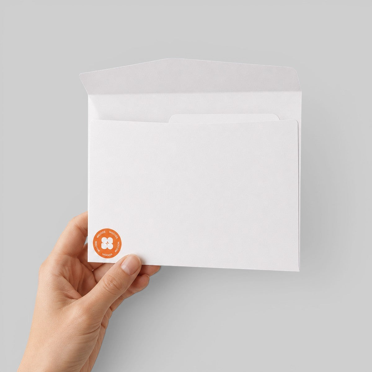 Stockka white matte cardboard document envelope with handle for professional marketing kits and catalogs.