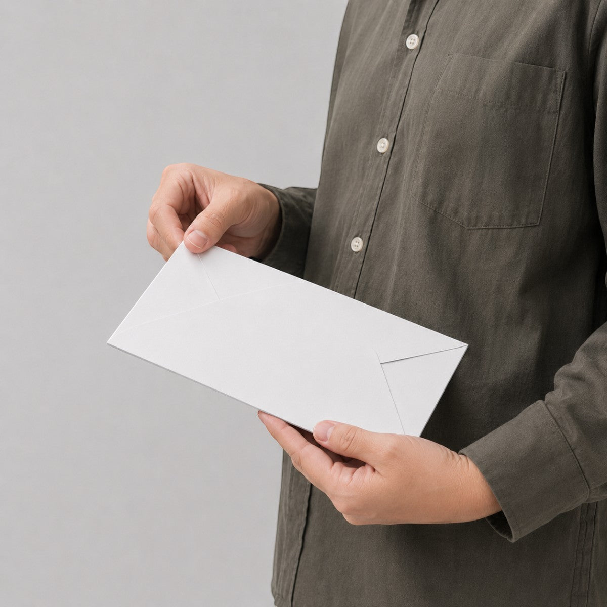 Stockka white cardboard envelope with a locking clasp closure, perfect for cards, gift vouchers, or letters.