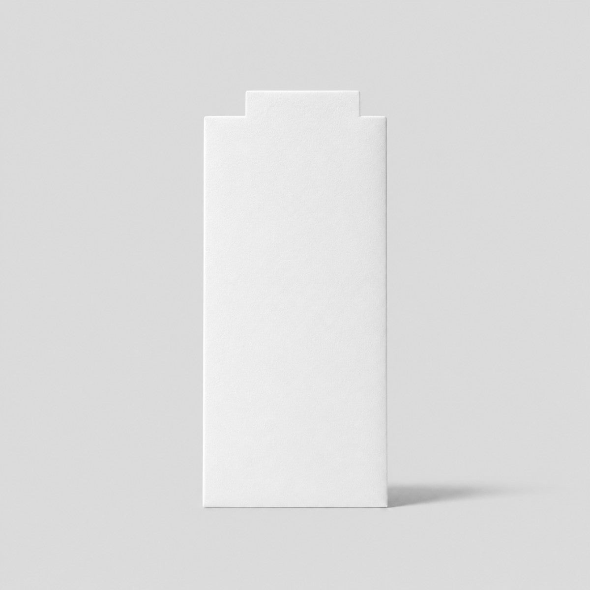 Stockka minimalist white matte cardboard vertical envelope for gift cards, vouchers, or narrow printed materials.