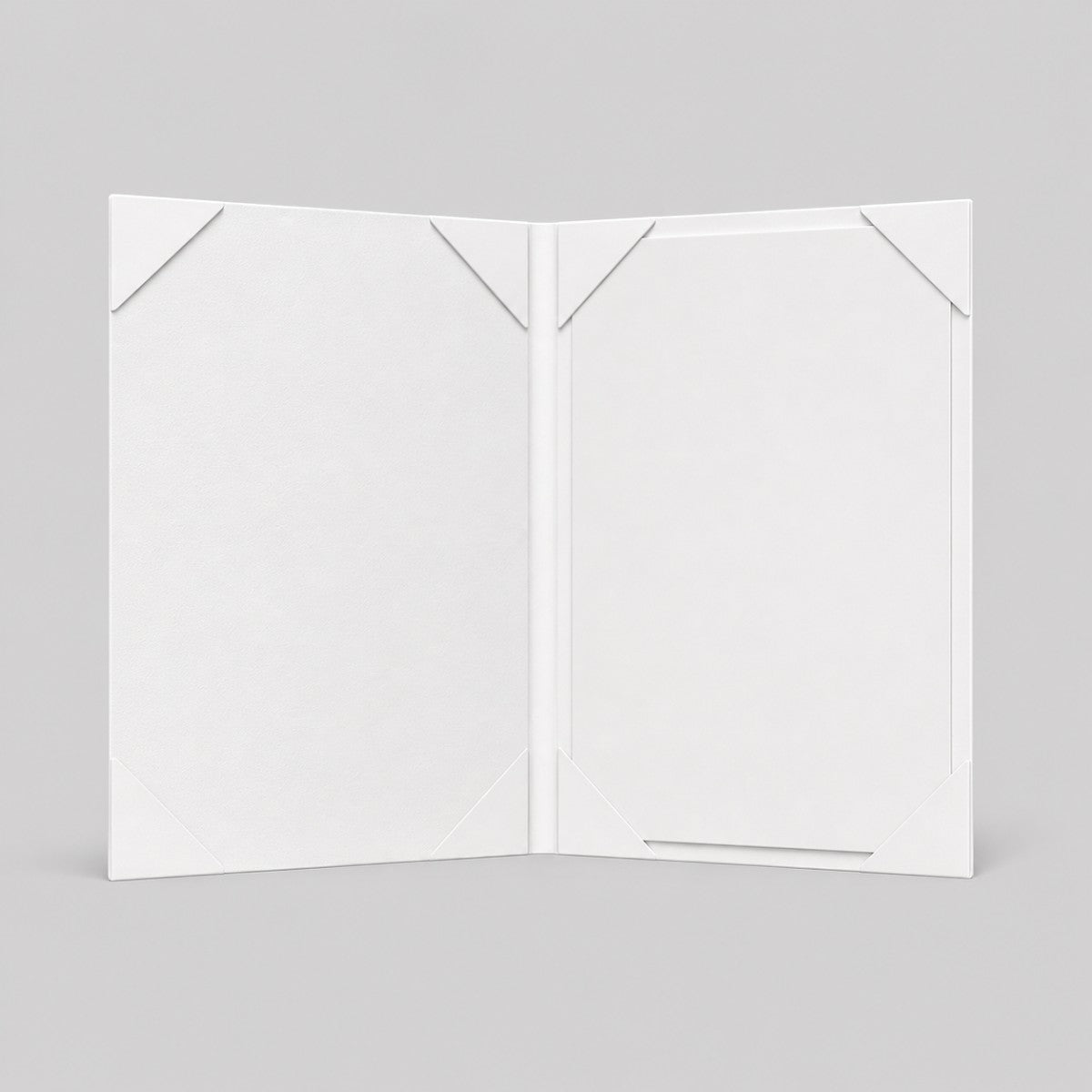 Stockka white textured cardboard certificate folder with corner pockets for document display.