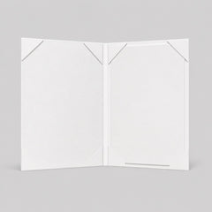 Stockka white textured cardboard certificate folder with corner pockets for document display.