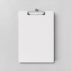 Stockka white corrugated cardboard clipboard with a silver metal clip, perfect for events and conferences.