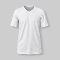 Stockka white short-sleeve cotton v-neck t-shirt for casual wear or custom printing