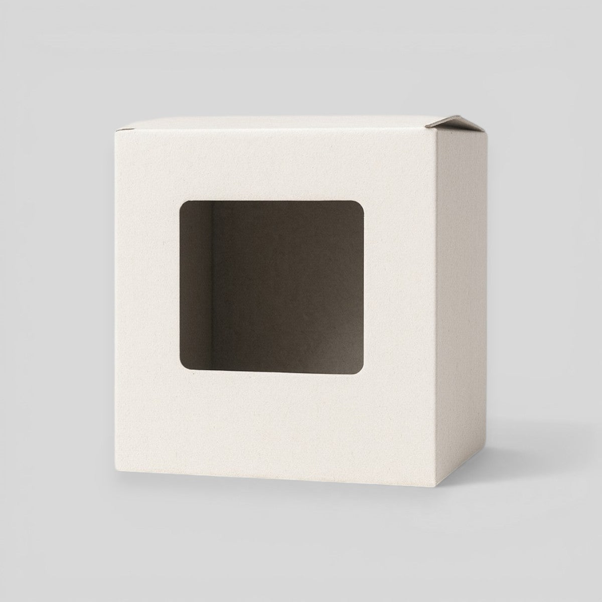 Stockka white rigid cardboard gift box with clear PET window for product display. Ideal for cosmetics, candles, or small gifts.