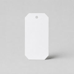 Stockka white octagonal gift tag with hole for ribbon, perfect for branding and special occasions.