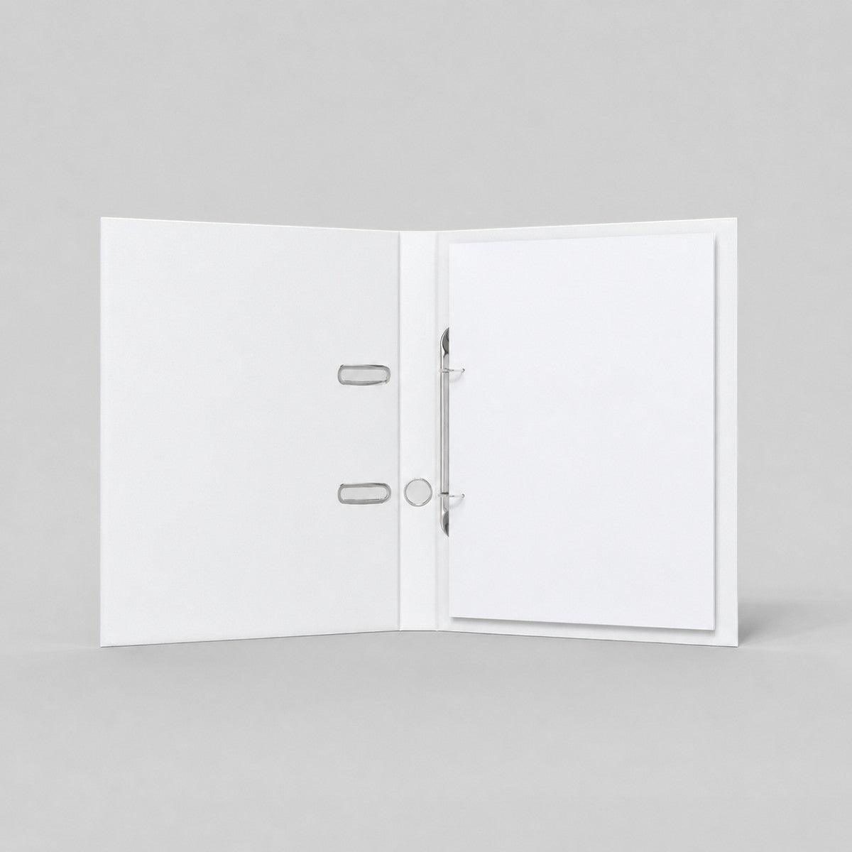 Stockka white hard cover portfolio binder with two metal rings, made of corrugated cardboard. Ideal for documents and presentations.
