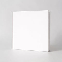 Stockka white hardcover square notebook with 80 lined pages and customisable cover.