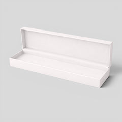 Stockka white rectangular jewelry box with hinged lid and soft velvet interior, perfect for necklaces, bracelets, or watches.