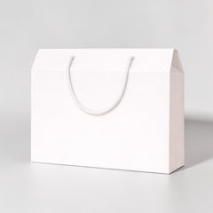 Stockka white kraft paper gift box with rope handle, ideal for luxury gifts and promotions.