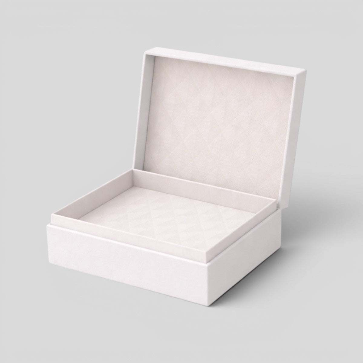 Stockka white luxury padded jewelry box with hinged lid and soft interior, perfect for rings, earrings, or necklaces.