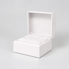 Stockka white luxury customisable jewelry box with soft foam interior, perfect for rings and accessories.